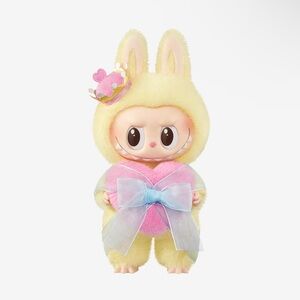 Charming Yellow and Pink Bunny Plush with Bow